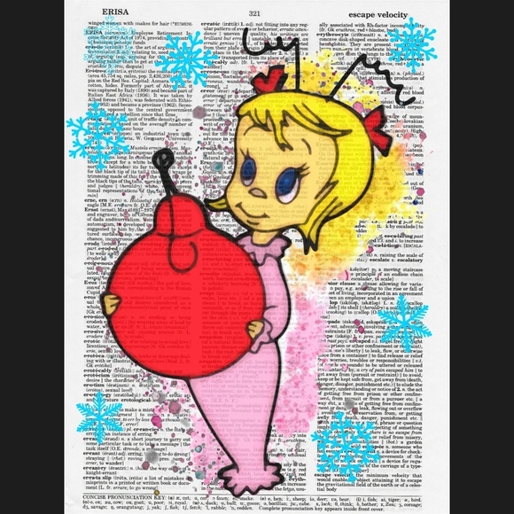 Cindy Lou Who The Grinch Dictionary Art Print - Picture 1 of 4